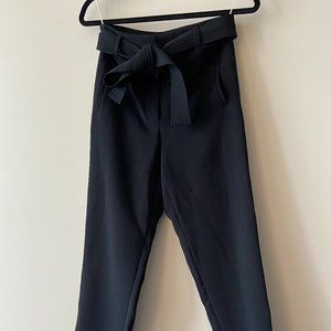 Wilfred Black High-Waisted Belt-Tie Dress Pants